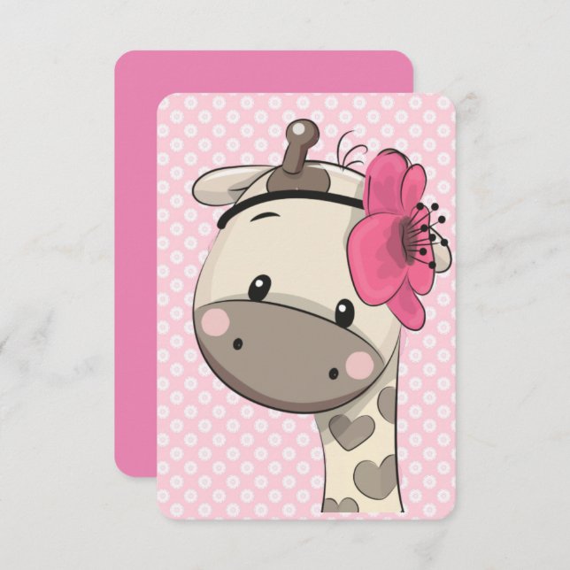 Custom Baby Girl Giraffe Party Invitations  (Front/Back)