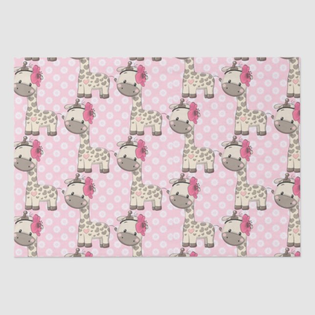 Custom Baby Girl Giraffe Tissue Paper  (Front)