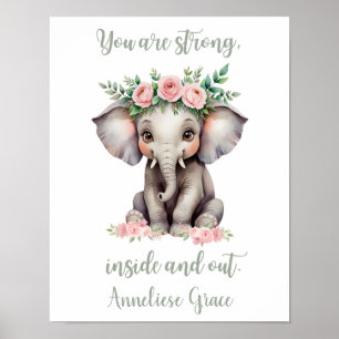 Custom Baby Girl Safari Nursery Elephant Cute Poster