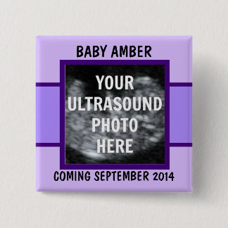 Custom Baby Girl Ultrasound Photo 15 Cm Square Badge