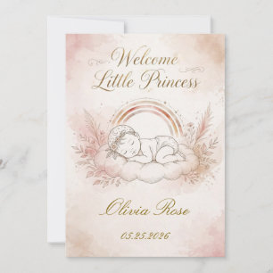 Custom Baby Girl Welcome Card