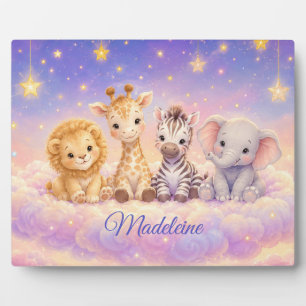 Custom Baby Lion Giraffe Zebra and Elephant Plaque