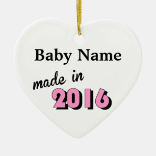 Custom Baby Made In 2016 Pink Ceramic Tree Decoration