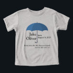Custom Baby Name and Date under Blue Umbrella<br><div class="desc">Personalised baby name and date of birth under a blue umbrella. Timeless, clean design for parents whose sunshine came on a rainy day. And when your baby boy is grown, make it a keepsake. It will bring back good memories when the young boy has become a teenager. And later, when...</div>