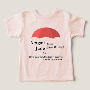 Custom Baby Name and Date under Red Umbrella