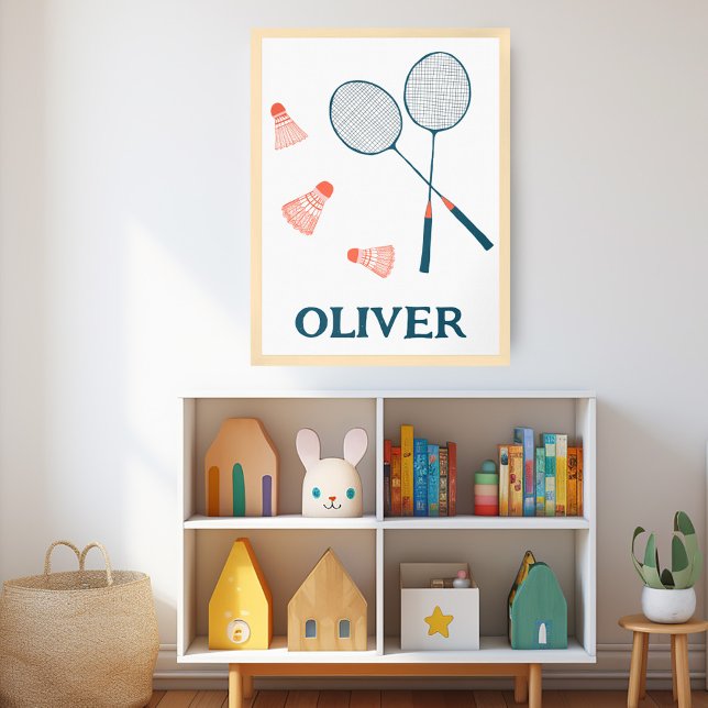 CUSTOM BABY NAME Badminton Racquets & Birdies  Poster (CUSTOM BABY NAME Badminton Racquets & Birdies Poster NURSERY KIDS ROOM PLAYROOM PERSONALIZE IT!)