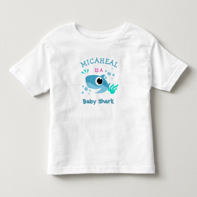Custom Baby Name Blue Shark T-shirt  (Front)