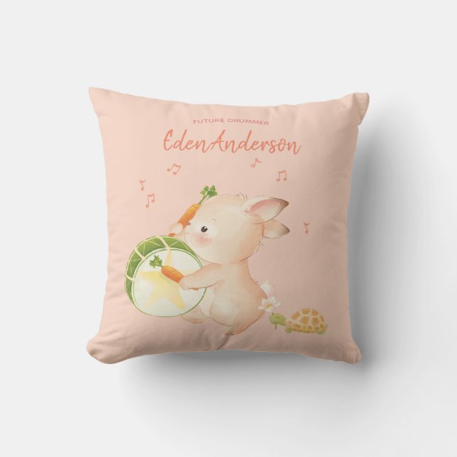 [Custom] Baby Name Bunny Drummer Music Parade Cushion (Front)