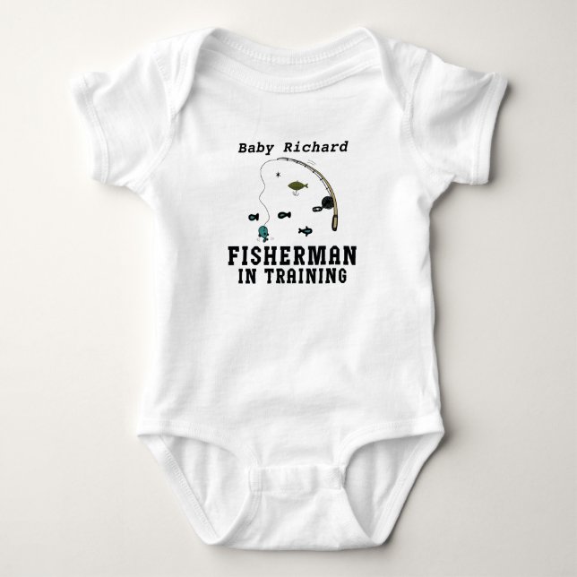 Custom Baby Name Fisherman in Training Bodysuit (Front)