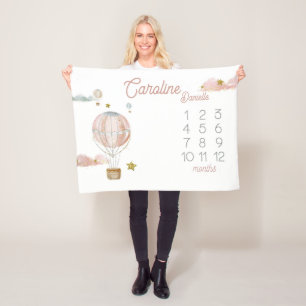 Custom Baby Name Hot Air Balloon Blanket No Marker