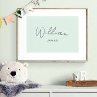 Custom Baby Name Nursery Decor Pastel Green