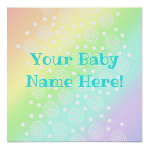 Custom Baby Name Pastel Rainbow Nursery Print