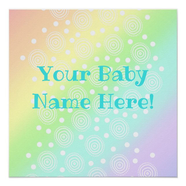 Custom Baby Name Pastel Rainbow Nursery Print (Front)