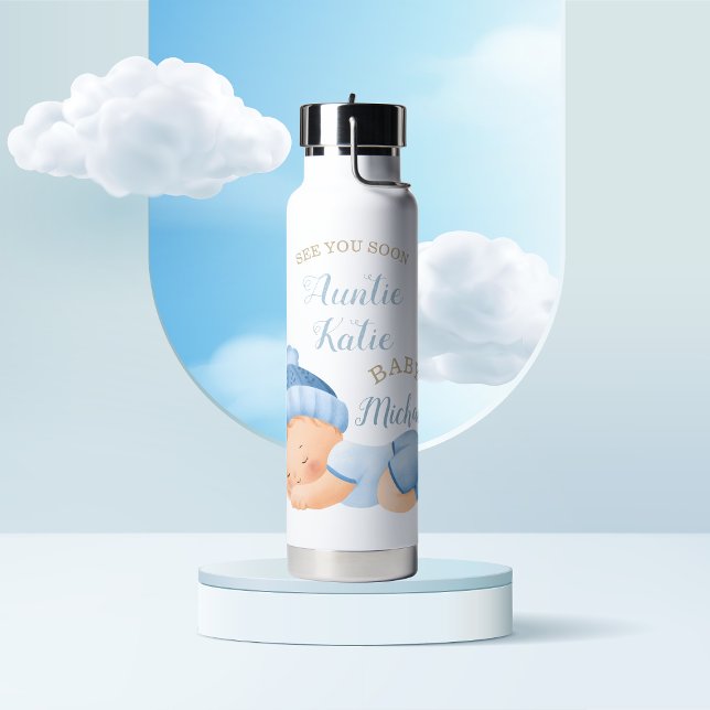 Custom Baby Name Sleeping Boy  Water Bottle (Creator Uploaded)