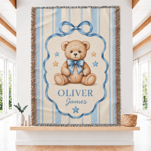 Custom Baby Name  Woven Throw Blanket 