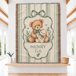 Custom Baby Name  Woven Throw Blanket 