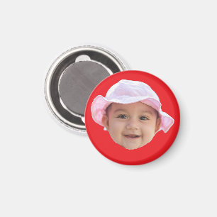 Custom Baby Photo, Baby Photo Face Red Magnet
