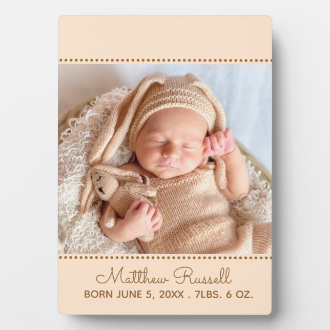 Custom Baby Photo Birth Stats Plaque (Front)