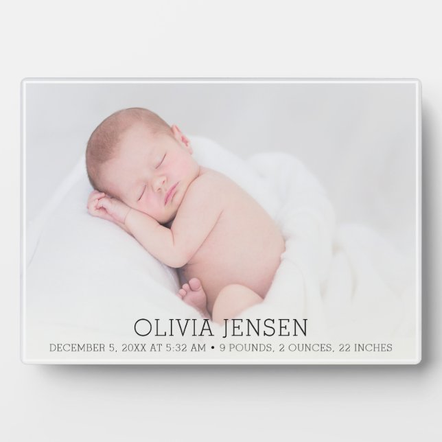 Custom Baby Photo Birth Stats Plaque (Front)