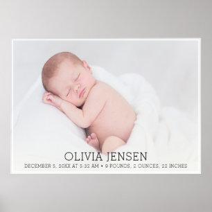 Custom Baby Photo Birth Stats Plaque Poster
