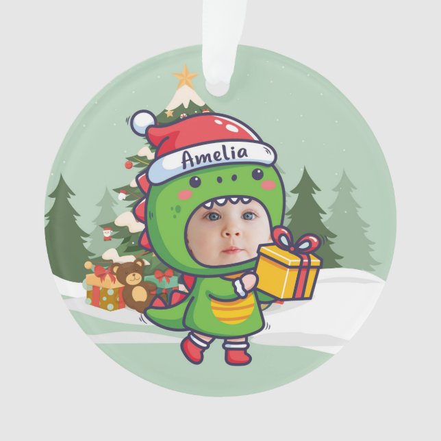 Custom Baby Photo Christmas Ornament (Front)