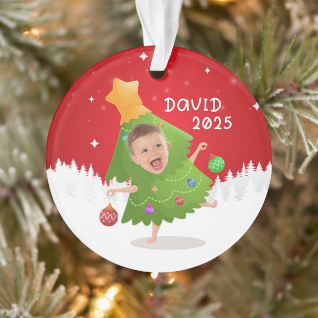 Custom Baby Photo Christmas Ornament (Tree)