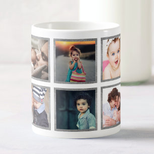 Custom Baby Photo Collage Elegant Silver Coffee Mug