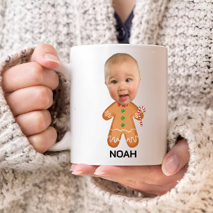 Custom Baby Photo Face Funny Christmas Gingerbread Coffee Mug