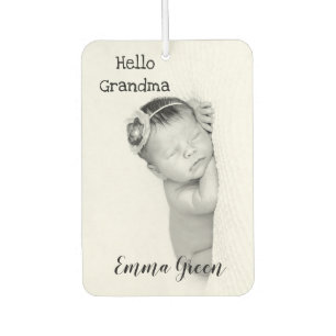Custom Baby Photo Hello Grandma Grandpa Name Car Air Freshener