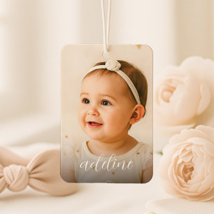 Custom Baby Photo Name Script  Car Air Freshener