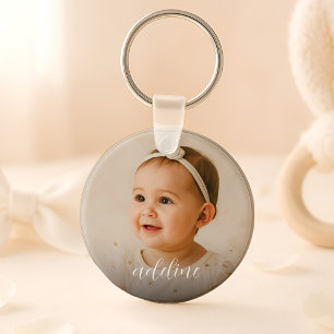 Custom Baby Photo Name Script  Key Ring