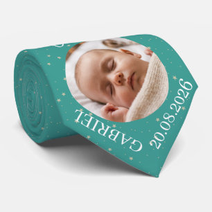 Custom Baby Photo Name Year Dad Keepsake Tie