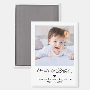 Custom Baby Photo Personalised 1st Birthday Party Magnet