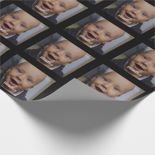 Custom baby photo personalised wrapping paper (Corner)