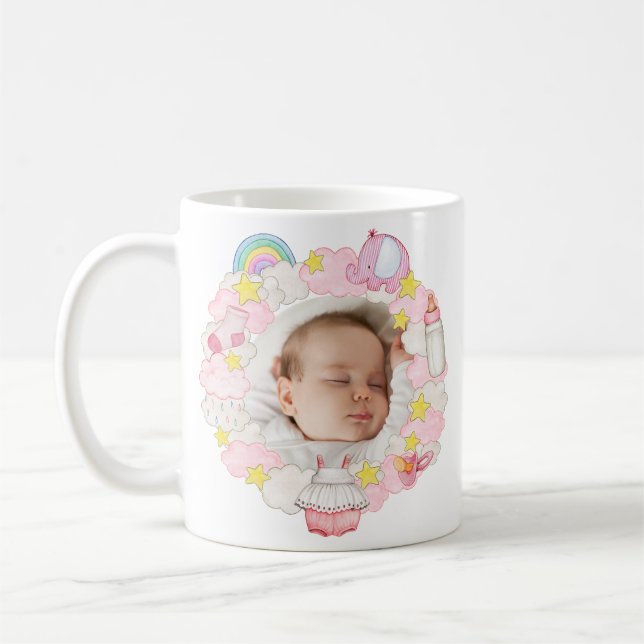 Custom Baby Photo Rainbow Coffee Mug (Left)