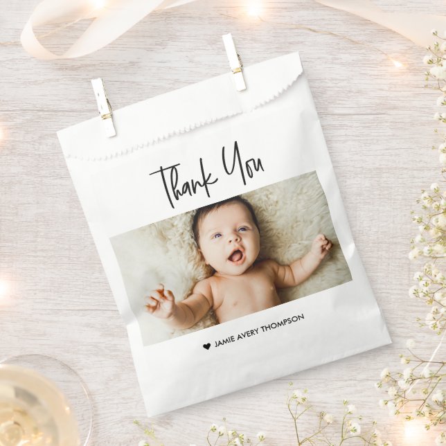 Custom Baby Photo Thank You Favor Bags Modern  (Clipped)