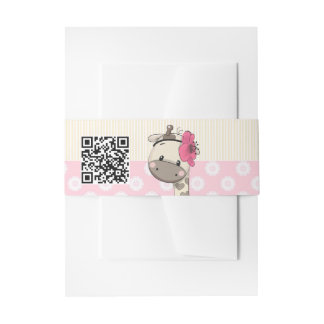 Custom Baby Pink Giraffe Invitation Belly Bands Band