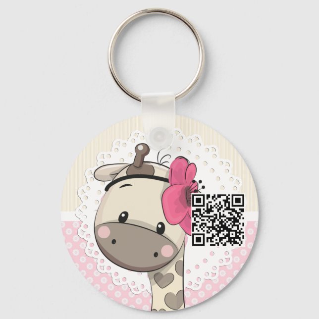 Custom Baby Pink Giraffe Keychain  (Front)
