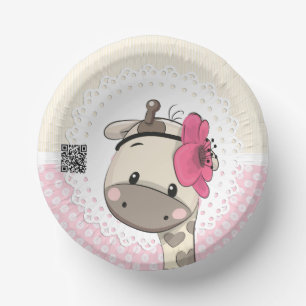 Custom Baby Pink Giraffe Paper Bowls  Paper Plate