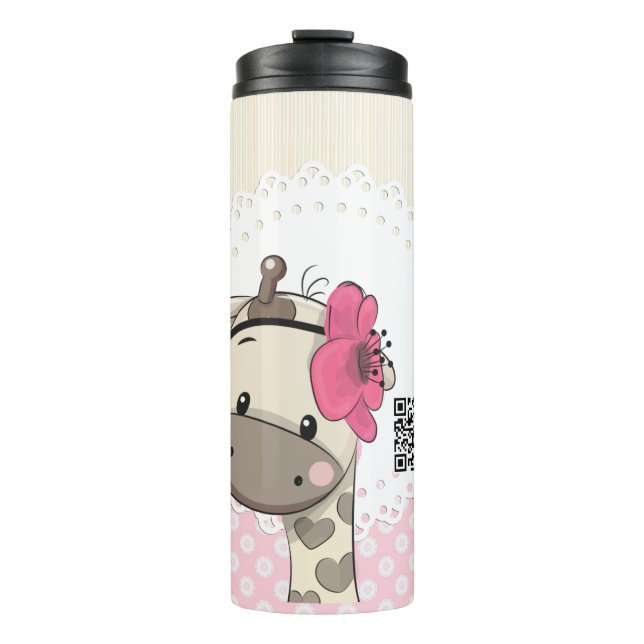 Custom Baby Pink Giraffe Pillar  Thermal Tumbler (Front)