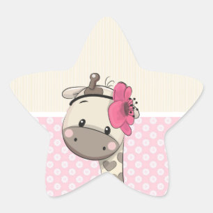 Custom Baby Pink Giraffe Star Stickers 