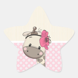 Custom Baby Pink Giraffe Star Stickers