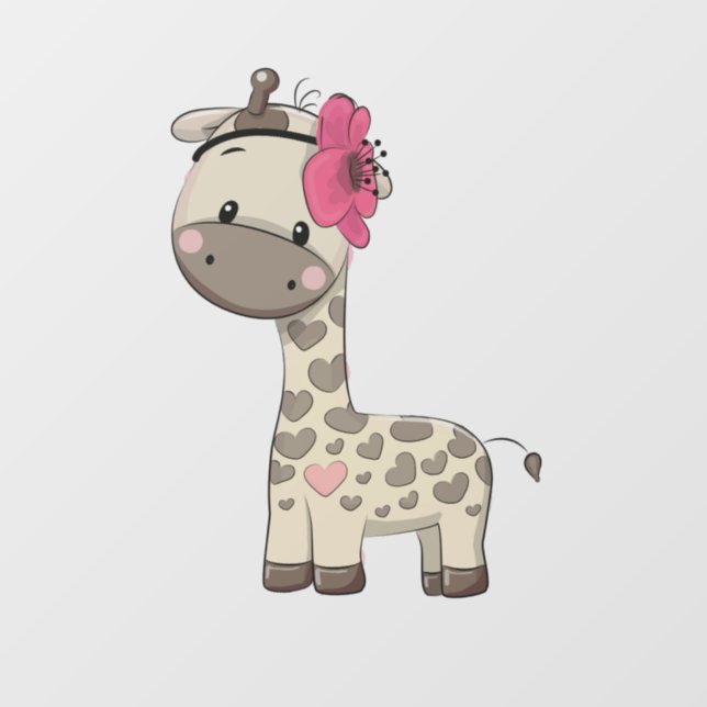 Custom Baby Pink Giraffe Window Cling  (Sheet)