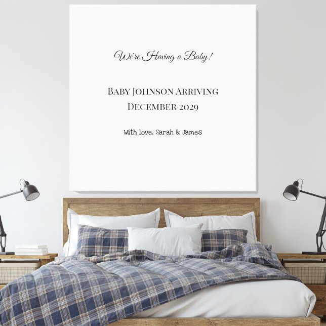 Custom Baby Reveal Card Canvas Print (Insitu(Bedroom))