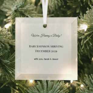 Custom Baby Reveal Card Glass Tree Decoration