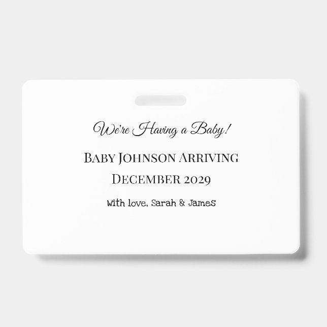 Custom Baby Reveal Card ID Badge (Front)
