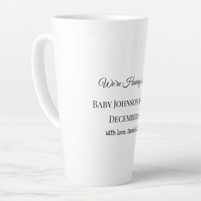 Custom Baby Reveal Card Latte Mug (Left Angle)