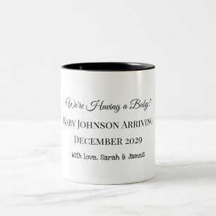 Custom Baby Reveal Card Two-Tone Coffee Mug