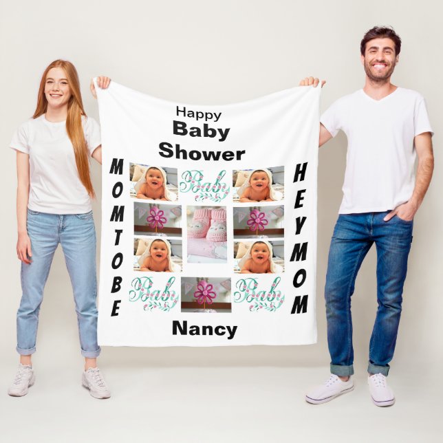 Custom Baby Shower 11 Photo Collage  Fleece Blanket (In Situ)