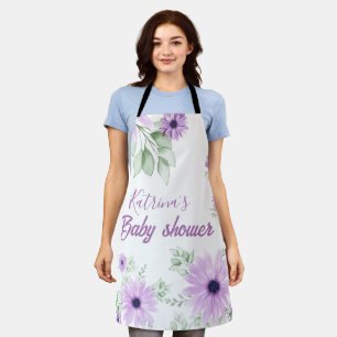 Custom Baby Shower Apron – Violet Watercolor 
